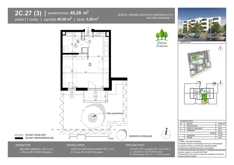 1 pokój, mieszkanie 40,28 m², parter, oferta nr 2C.27, Zielone Zamienie XI, Zamienie, ul. Zakładowa/Herbaciana