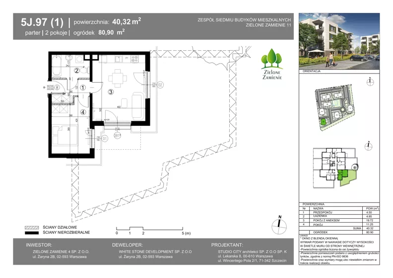 2 pokoje, mieszkanie 40,32 m², parter, oferta nr 5J.97, Zielone Zamienie XI, Zamienie, ul. Zakładowa/Herbaciana