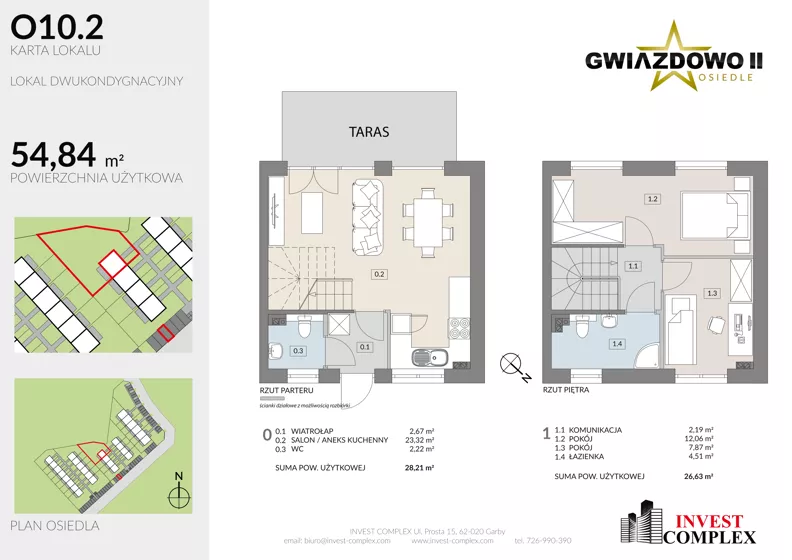 3 pokoje, mieszkanie 54,95 m², parter, oferta nr O10.2, Osiedle Gwiazdowo II, Kostrzyn, Gwiazdowo, ul. Półwiejska