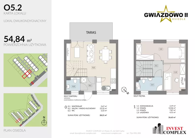 3 pokoje, mieszkanie 54,95 m², parter, oferta nr O5.2, Osiedle Gwiazdowo II, Kostrzyn, Gwiazdowo, ul. Półwiejska