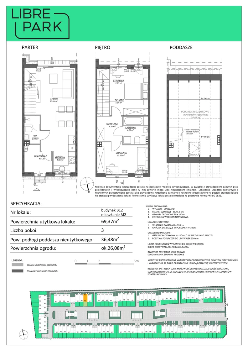 3 pokoje, mieszkanie 69,37 m², parter, oferta nr B12/M2, Libre Park, Kosakowo, ul. Pistacjowa 5