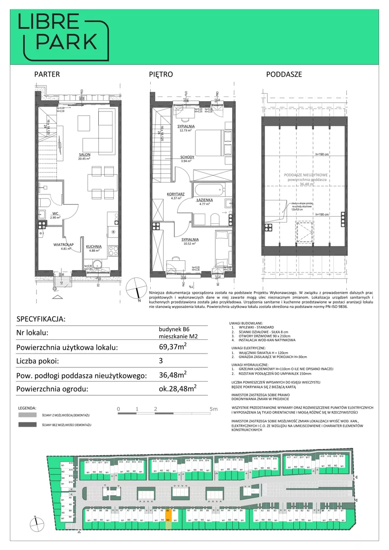 3 pokoje, mieszkanie 69,37 m², parter, oferta nr B6/M2, Libre Park - etap II, Kosakowo, ul. Pistacjowa 5