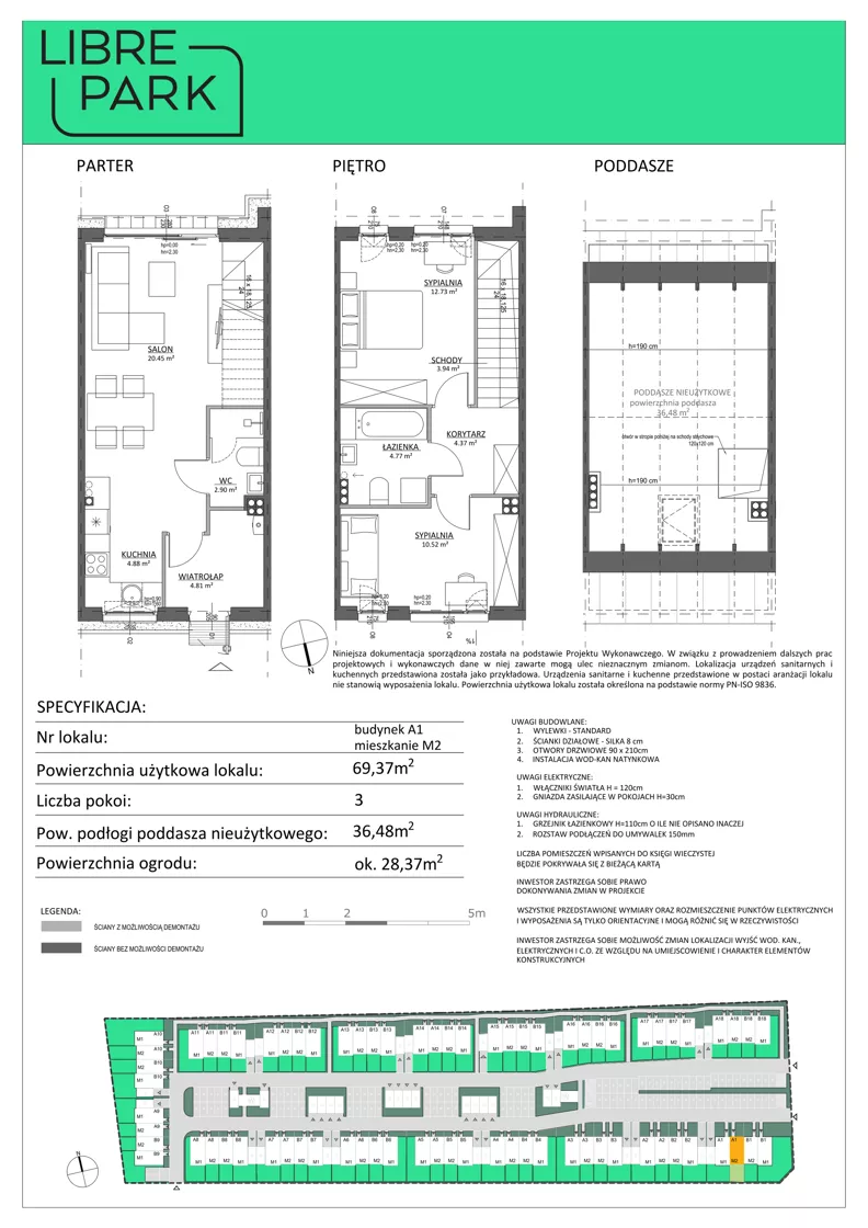 3 pokoje, mieszkanie 69,37 m², parter, oferta nr A1.M2, Libre Park - etap III, Kosakowo, ul. Pistacjowa