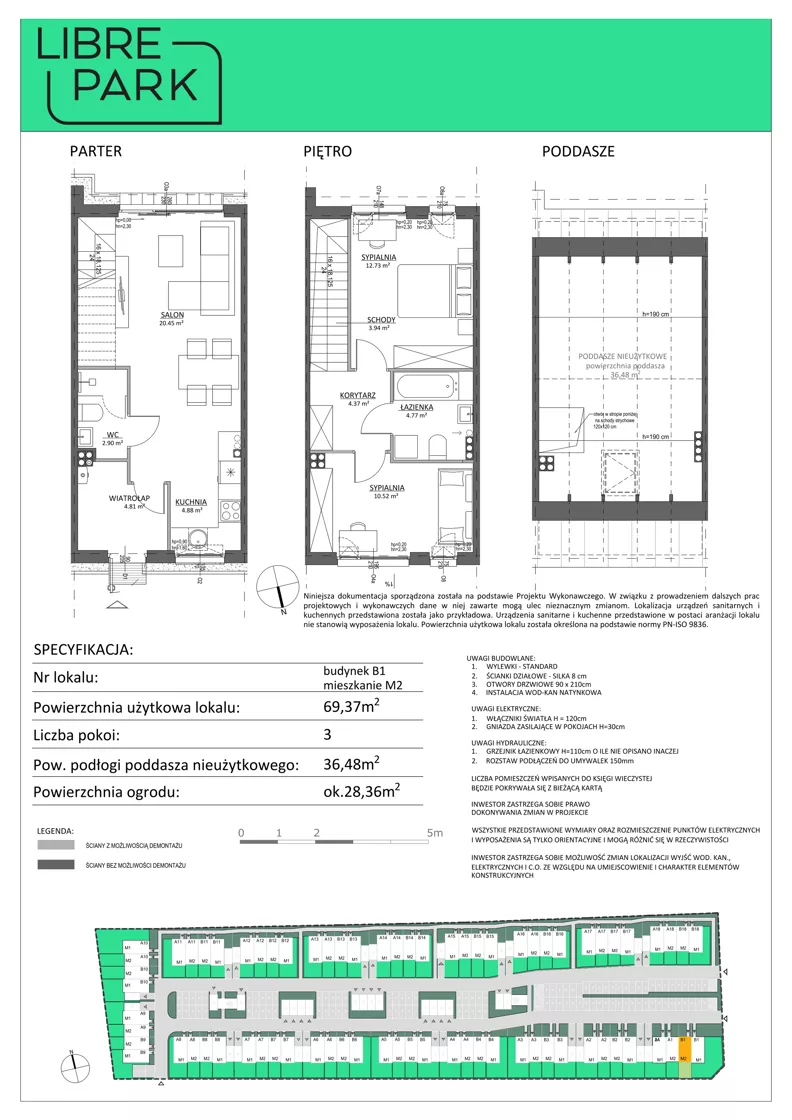 3 pokoje, mieszkanie 69,37 m², parter, oferta nr B1.M2, Libre Park - etap III, Kosakowo, ul. Pistacjowa