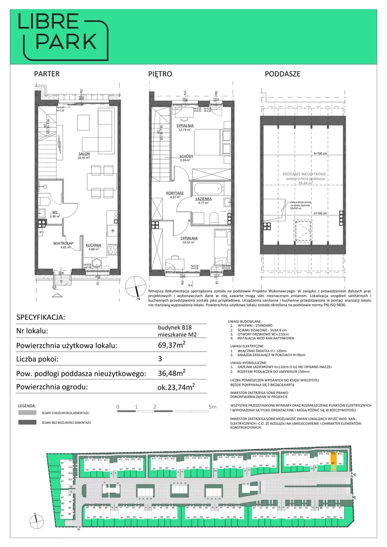 3 pokoje, mieszkanie 69,37 m², parter, oferta nr B18.M2, Libre Park - etap III, Kosakowo, ul. Pistacjowa