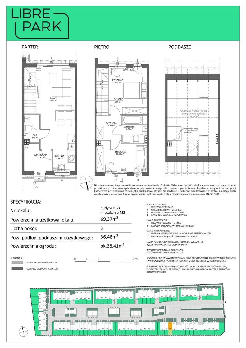 3 pokoje, mieszkanie 69,37 m², parter, oferta nr B3.M2, Libre Park - etap III, Kosakowo, ul. Pistacjowa