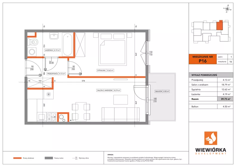 2 pokoje, mieszkanie 39,73 m², piętro 1, oferta nr P16, Nowa Sportowa, Brwinów, ul. Sportowa