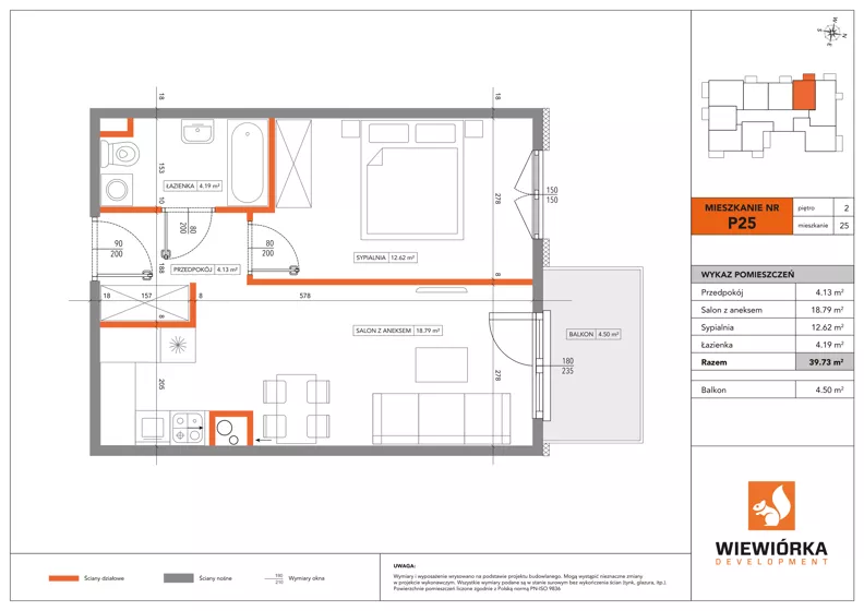 2 pokoje, mieszkanie 39,73 m², piętro 2, oferta nr P25, Nowa Sportowa, Brwinów, ul. Sportowa