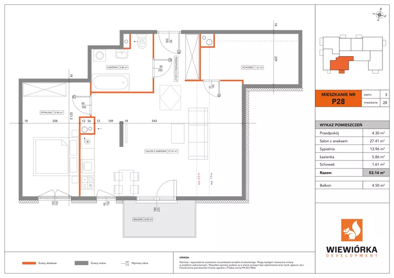 2 pokoje, mieszkanie 53,14 m², piętro 3, oferta nr P28, Nowa Sportowa, Brwinów, ul. Sportowa