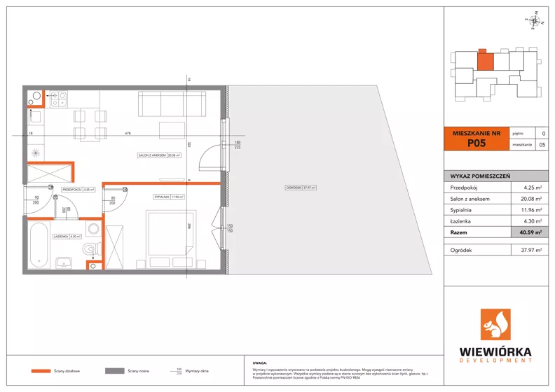 2 pokoje, mieszkanie 40,59 m², parter, oferta nr P05, Nowa Sportowa, Brwinów, ul. Sportowa