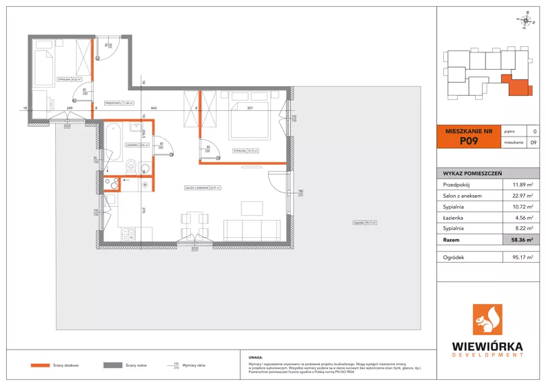 3 pokoje, mieszkanie 58,36 m², parter, oferta nr P09, Nowa Sportowa, Brwinów, ul. Sportowa