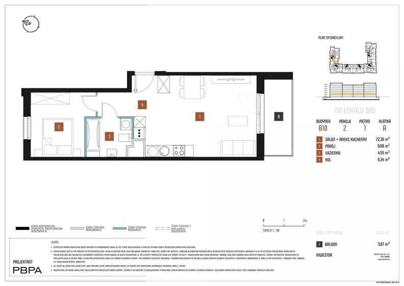 2 pokoje, mieszkanie 43,20 m², piętro 1, oferta nr B10/006, Nowa Praga, Warszawa, Praga Północ, Nowa Praga, ul. Rozwojowa