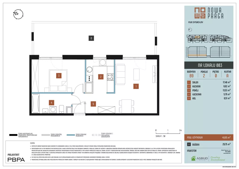 2 pokoje, mieszkanie 49,85 m², parter, oferta nr B9/003, Nowa Praga, Warszawa, Praga Północ, Nowa Praga, ul. Rozwojowa