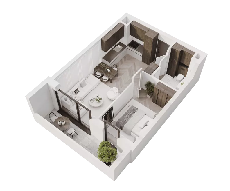 2 pokoje, mieszkanie 36,55 m², piętro 3, oferta nr M32, Apartamenty Verti, Radom, Ustronie, ul. Jana Pawła II / Wyścigowa