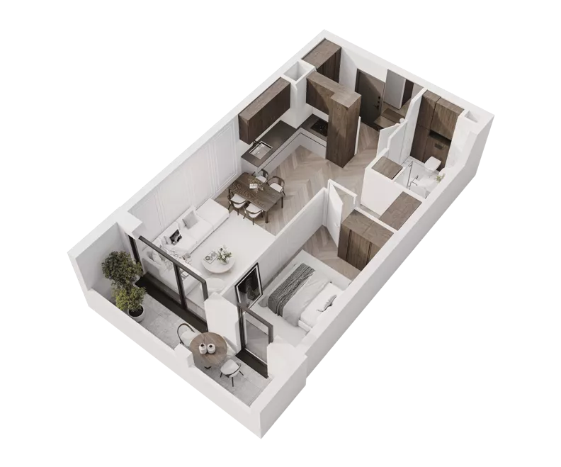 2 pokoje, mieszkanie 42,75 m², piętro 5, oferta nr M50, Apartamenty Verti, Radom, Ustronie, ul. Jana Pawła II / Wyścigowa