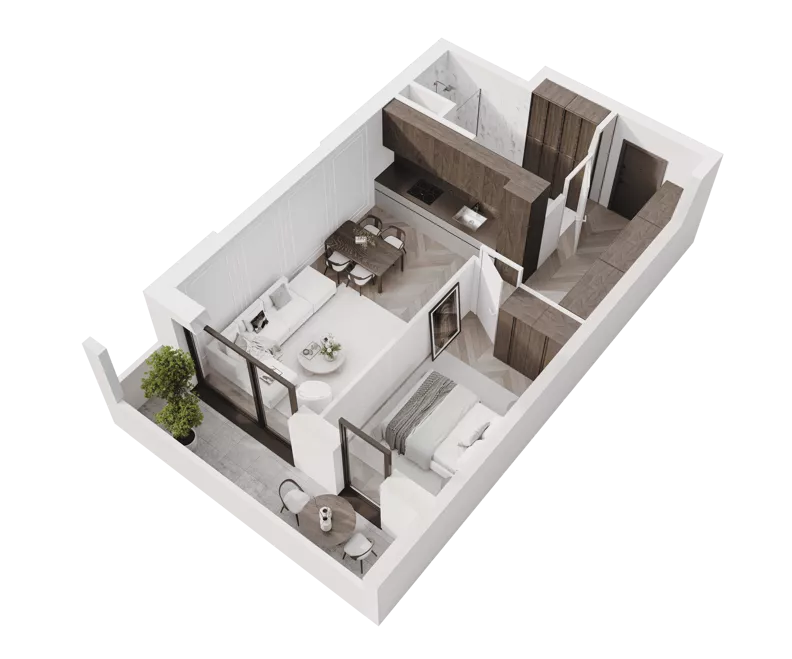 2 pokoje, mieszkanie 44,08 m², piętro 6, oferta nr M72, Apartamenty Verti, Radom, Ustronie, ul. Jana Pawła II / Wyścigowa