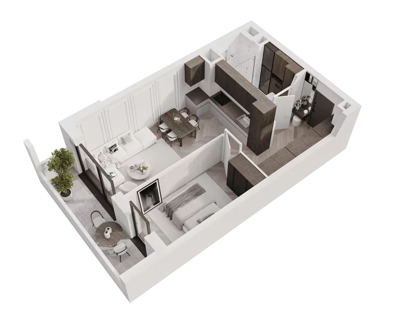 2 pokoje, mieszkanie 43,68 m², piętro 9, oferta nr M97, Apartamenty Verti, Radom, Ustronie, ul. Jana Pawła II / Wyścigowa