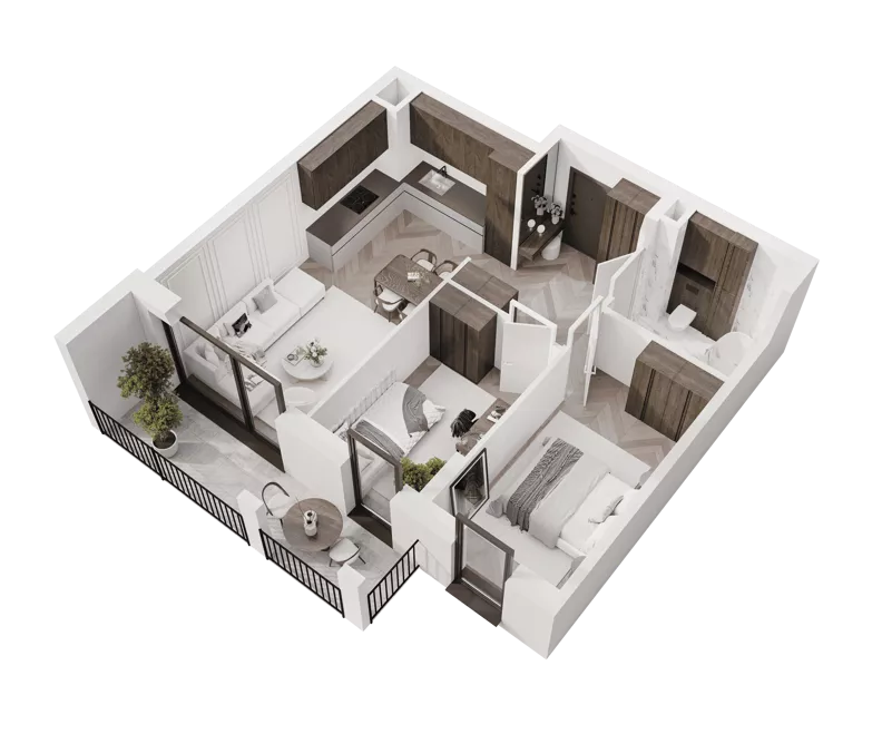 3 pokoje, mieszkanie 50,84 m², piętro 6, oferta nr M66, Apartamenty Verti, Radom, Ustronie, ul. Jana Pawła II / Wyścigowa