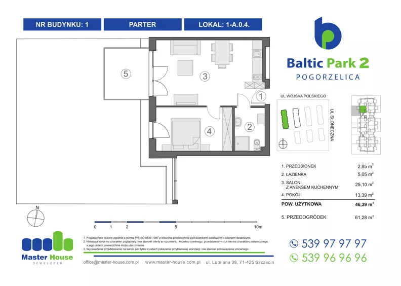 2 pokoje, apartament inwestycyjny 47,07 m², parter, oferta nr 1-A.0.4, Baltic Park 2, Pogorzelica, ul. Wojska Polskiego