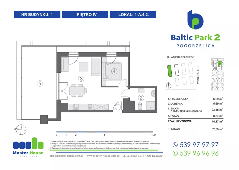 2 pokoje, apartament inwestycyjny 39,25 m², piętro 4, oferta nr 1-A.4.3, Baltic Park 2, Pogorzelica, ul. Wojska Polskiego