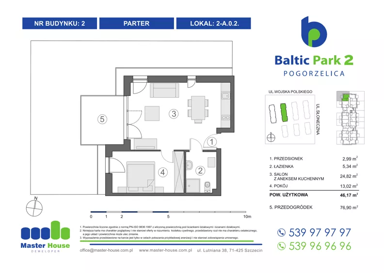 2 pokoje, apartament inwestycyjny 46,81 m², parter, oferta nr 2-A.0.2, Baltic Park 2, Pogorzelica, ul. Wojska Polskiego