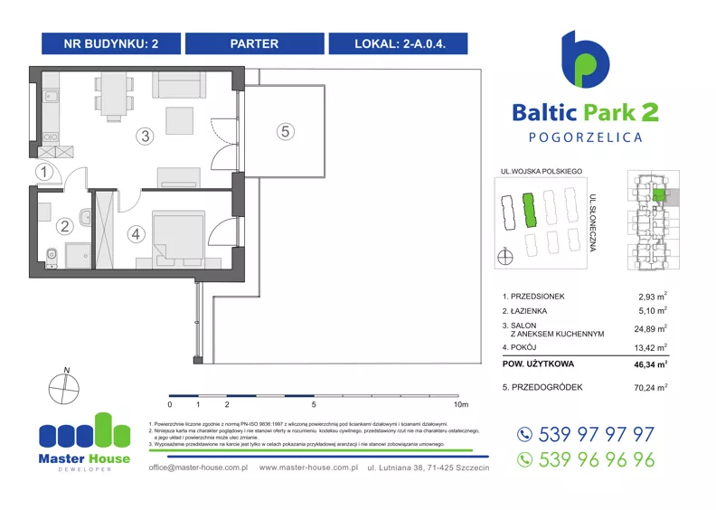 2 pokoje, apartament inwestycyjny 47,07 m², parter, oferta nr 2-A.0.4, Baltic Park 2, Pogorzelica, ul. Wojska Polskiego