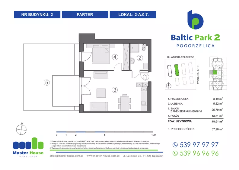 2 pokoje, apartament inwestycyjny 48,50 m², parter, oferta nr 2-A.0.7, Baltic Park 2, Pogorzelica, ul. Wojska Polskiego