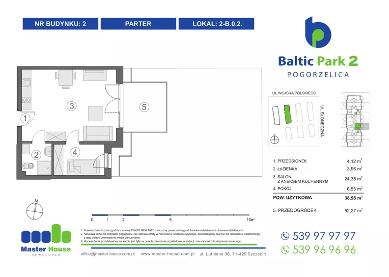 2 pokoje, apartament inwestycyjny 39,50 m², parter, oferta nr 2-B.0.2, Baltic Park 2, Pogorzelica, ul. Wojska Polskiego