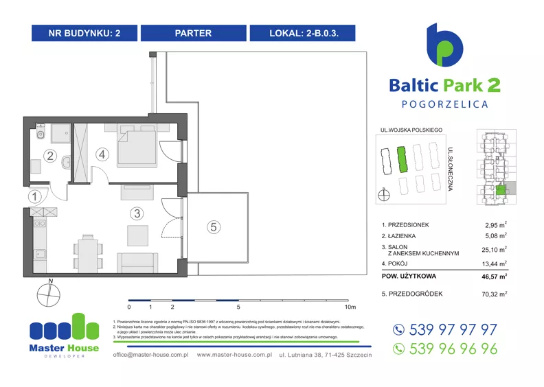 2 pokoje, apartament inwestycyjny 47,07 m², parter, oferta nr 2-B.0.3, Baltic Park 2, Pogorzelica, ul. Wojska Polskiego