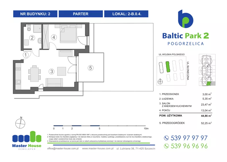 2 pokoje, apartament inwestycyjny 45,34 m², parter, oferta nr 2-B.0.4, Baltic Park 2, Pogorzelica, ul. Wojska Polskiego