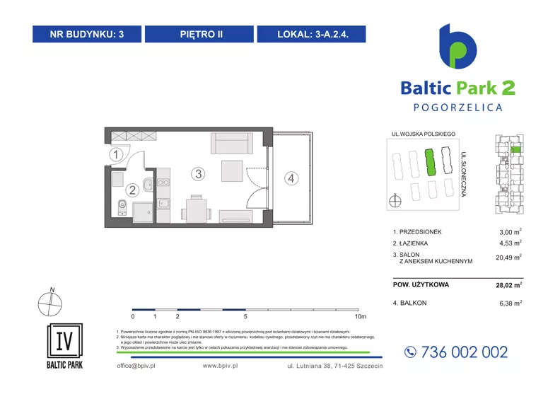 1 pokój, apartament inwestycyjny 28,02 m², piętro 2, oferta nr 3-A.2.4, Baltic Park 2 - Etap III, Pogorzelica, ul. Wojska Polskiego