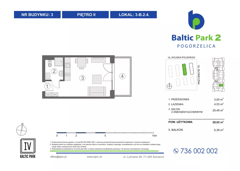 1 pokój, apartament inwestycyjny 28,02 m², piętro 2, oferta nr 3-B.2.4, Baltic Park 2 - Etap III, Pogorzelica, ul. Wojska Polskiego