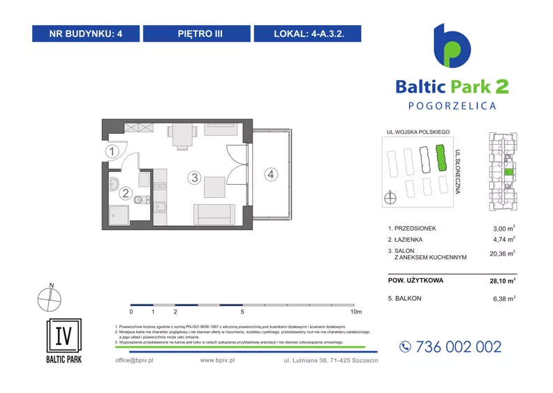 1 pokój, apartament inwestycyjny 28,10 m², piętro 3, oferta nr 4-A.3.2, Baltic Park 2 - Etap III, Pogorzelica, ul. Wojska Polskiego