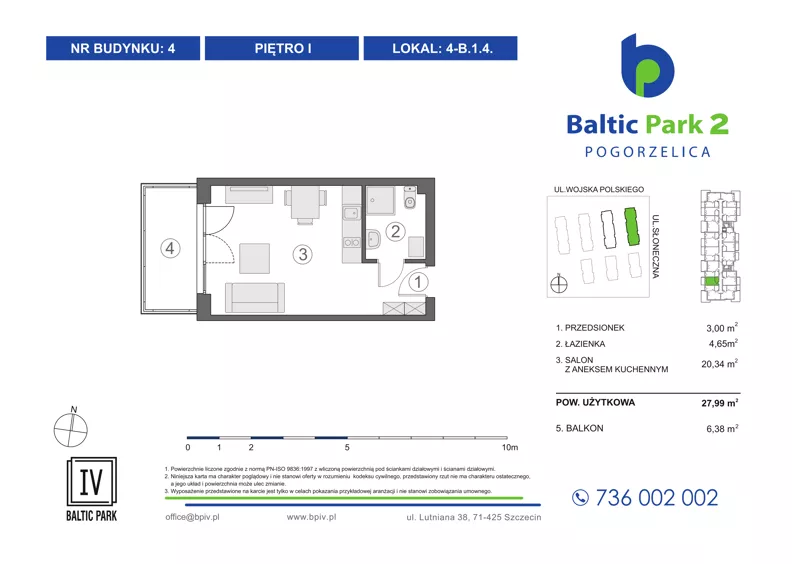 1 pokój, apartament inwestycyjny 27,99 m², piętro 1, oferta nr 4-B.1.4, Baltic Park 2 - Etap III, Pogorzelica, ul. Wojska Polskiego