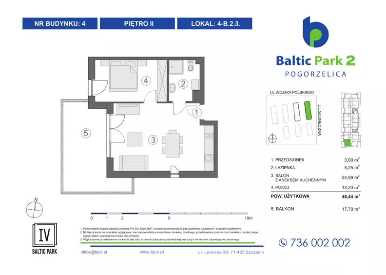 2 pokoje, apartament inwestycyjny 46,44 m², piętro 2, oferta nr 4-B.2.3, Baltic Park 2 - Etap III, Pogorzelica, ul. Wojska Polskiego