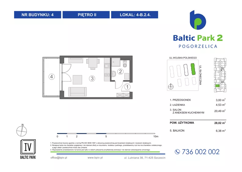 1 pokój, apartament inwestycyjny 28,02 m², piętro 2, oferta nr 4-B.2.4, Baltic Park 2 - Etap III, Pogorzelica, ul. Wojska Polskiego