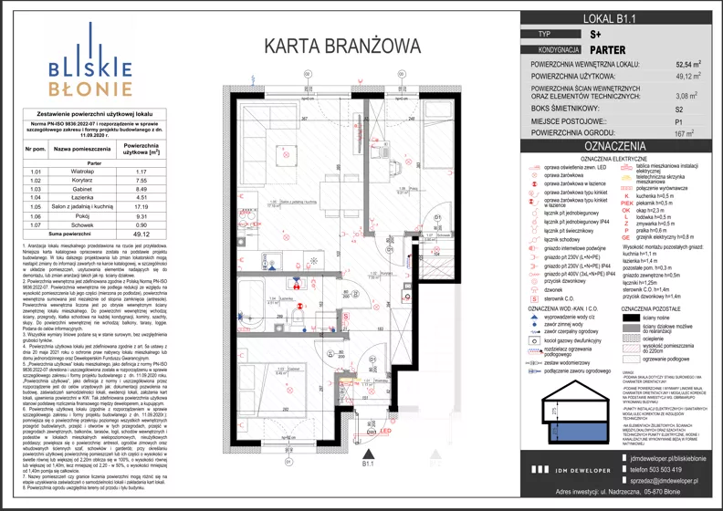 3 pokoje, mieszkanie 49,12 m², parter, oferta nr B1-1, Bliskie Błonie Zadanie B, Błonie, ul. Nadrzeczna