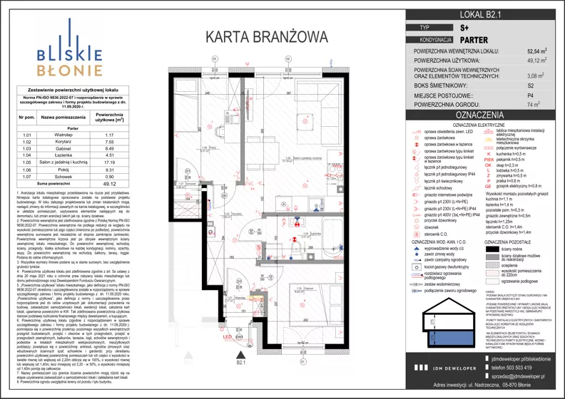 3 pokoje, mieszkanie 49,12 m², parter, oferta nr B2-1, Bliskie Błonie Zadanie B, Błonie, ul. Nadrzeczna