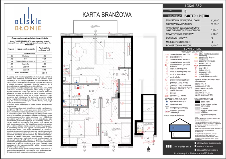 3 pokoje, mieszkanie 55,53 m², piętro 1, oferta nr B3-2, Bliskie Błonie Zadanie B, Błonie, ul. Nadrzeczna