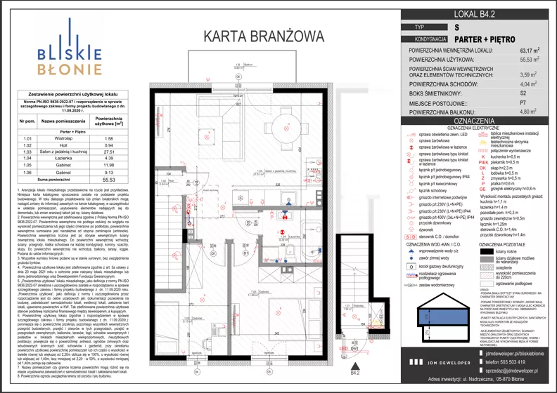 3 pokoje, mieszkanie 55,53 m², piętro 1, oferta nr B4-2, Bliskie Błonie Zadanie B, Błonie, ul. Nadrzeczna