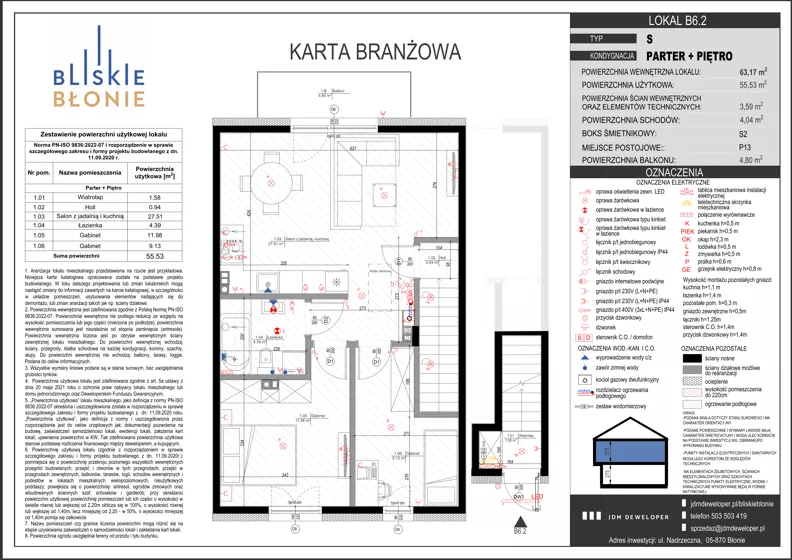 3 pokoje, mieszkanie 55,53 m², piętro 1, oferta nr B6-2, Bliskie Błonie Zadanie B, Błonie, ul. Nadrzeczna