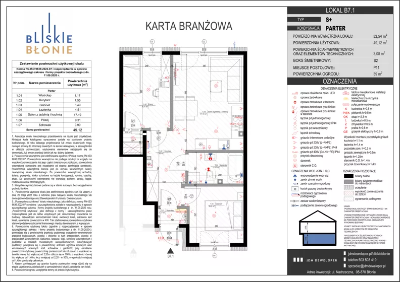 3 pokoje, mieszkanie 49,12 m², parter, oferta nr B7-1, Bliskie Błonie Zadanie B, Błonie, ul. Nadrzeczna