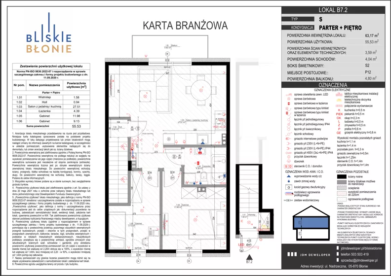 3 pokoje, mieszkanie 55,53 m², piętro 1, oferta nr B7-2, Bliskie Błonie Zadanie B, Błonie, ul. Nadrzeczna