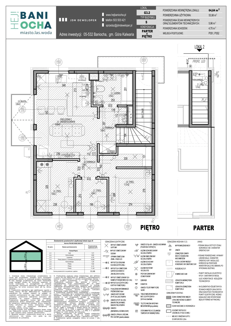 4 pokoje, mieszkanie 53,98 m², piętro 1, oferta nr G3.2, Hej! Baniocha Zadanie G, Baniocha, wjazd od ul. Spokojnej