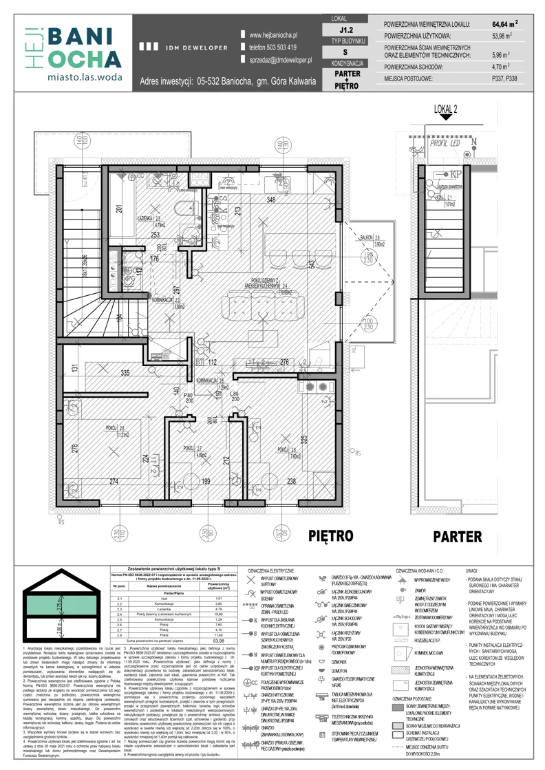 4 pokoje, mieszkanie 53,98 m², piętro 1, oferta nr J1.2, Hej! Baniocha Zadanie J, Baniocha, wjazd od ul. Spokojnej