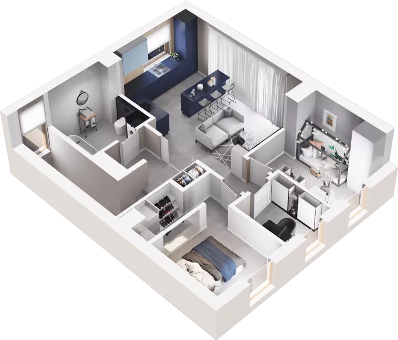 4 pokoje, mieszkanie 53,98 m², piętro 1, oferta nr J1.2, Hej! Baniocha Zadanie J, Baniocha, wjazd od ul. Spokojnej