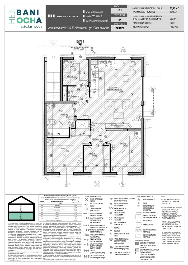 4 pokoje, mieszkanie 54,58 m², parter, oferta nr J2.1, Hej! Baniocha Zadanie J, Baniocha, wjazd od ul. Spokojnej