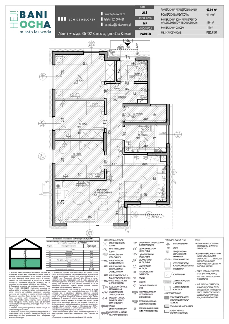 4 pokoje, mieszkanie 61,19 m², parter, oferta nr L6.1, Hej! Baniocha Zadanie L, Baniocha, wjazd od ul. Spokojnej