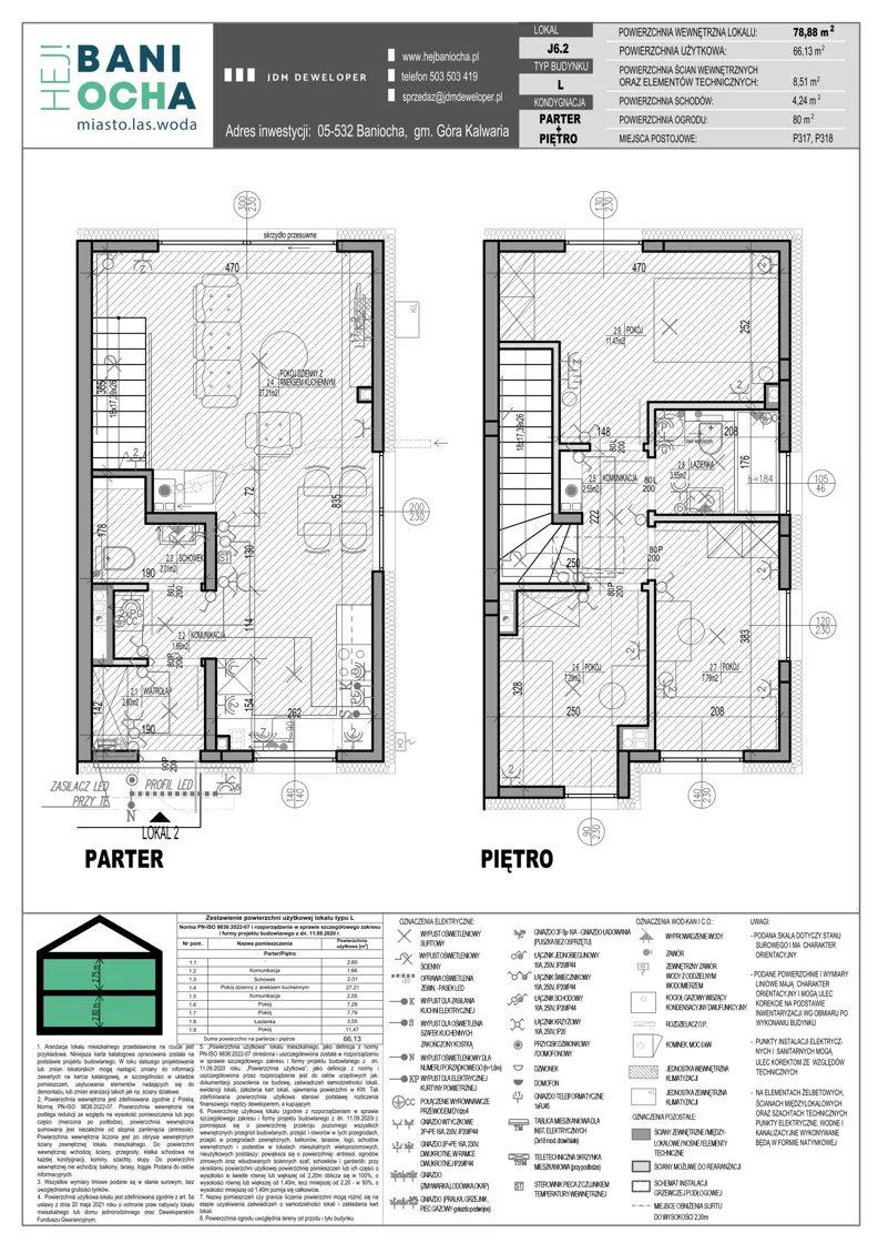 4 pokoje, mieszkanie 78,88 m², parter, oferta nr J6.2, Hej! Baniocha Zadanie J, Baniocha, wjazd od ul. Spokojnej