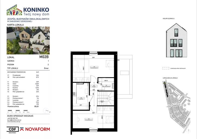 4 pokoje, mieszkanie 85,01 m², piętro 1, oferta nr 2B, Koninko, Koninko, ul. Sceniczna